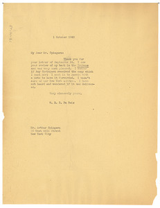 Letter from W. E. B. Du Bois to Arthur Spingarn