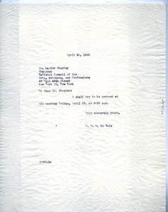 Letter from W. E. B. Du Bois to National Council of the Arts, Sciences, and Professions