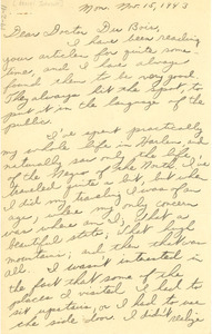 Letter from Kessel Johnson to W. E. B. Du Bois