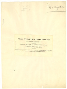 Niagara Movement 1906 Meeting Announcement