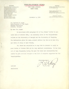 Letter from Phelps-Stokes Fund to Rayford W. Logan