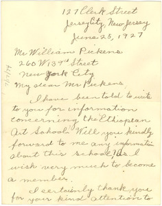 Letter from Elizabeth Freeman to William Pickens