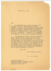 Letter from W. E. B. Du Bois to United Nations