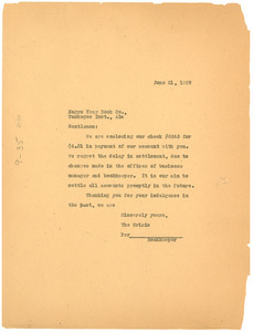 Letter from Crisis to Tuskegee Institute