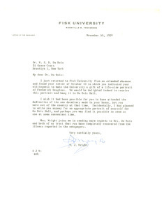 Letter from Fisk University to W. E. B. Du Bois
