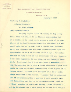 Letter From The United States Census Office To W. E. B. Du Bois ...