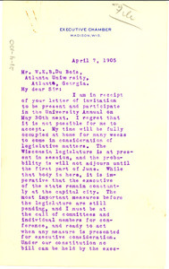 Letter from Robert M. La Follette to W. E. B. Du Bois