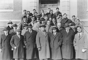 Group standing outdoors at the dedication of tree to Dr. Joseph B. Lindsey