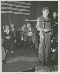 Arthur Godfrey speaking on stage at Institute Day