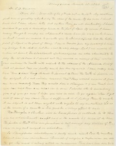 Letter from J. Church to Erasmus Darwin Hudson