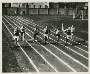 Men's track race on Pratt Field at Springfield College