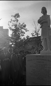 Statue unveiling at dedication of Christopher Columbus Park