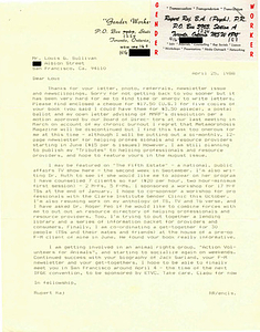 Correspondence from Rupert Raj to Lou Sullivan (April 25, 1988)