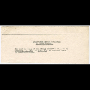 Minutes from Clergy Committee on Renewal meeting concerning liquor establishments on Warren Street, held January 15, 1964