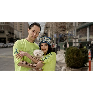 Boston Marathon attack survivors Frank (Doug) Julian & Lynn Crisci (Julian), along with her Service Dog, "Lil Stinker"