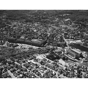 Center area, industrial buildings and residential area, Sanford, ME