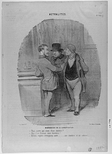 DISCUSSION DE LA CONSTITUTION. - Vous n'avez pas assez d'une chambre?.... - Non, il me faut deux chambres!... - Allons, voyons arrangeons nous..... une chambre et un cabinet!...