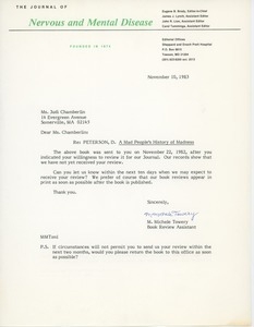 Letter from M. Michele Towery to Judi Chamberlin