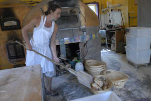 Hungry Ghost Bread: owner and baker Jonathan C. Stevens with fresh-baked bread