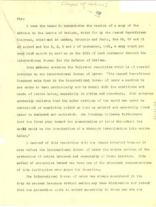 Letter from Albert Thomas to W. E. B. Du Bois