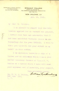 Letter from William Leo Hansberry to W. E. B. Du Bois