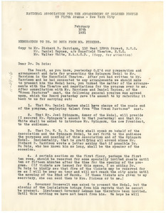 Memorandum from William Pickens to W. E. B. Du Bois