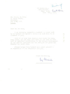 Letter from Mrs. Ray Alexander to W. E. B. Du Bois
