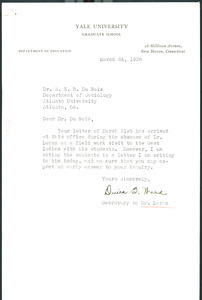 Letter from Duira B. Ward to W. E. B. Du Bois