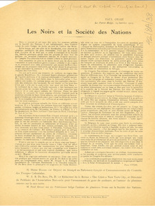 Les Noirs et le Societe des Nations