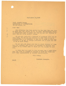 Letter from Thomas J. Calloway to Donald Young