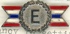 E award pin won by Roswell A. Calin for excellence setting up plant security in New England