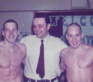Bill Ruth with Bill Yorzyk and unidentified swimmer, 1973