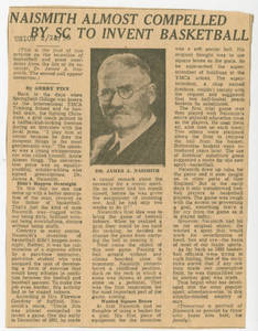 Naismith almost compelled by SC to invent basketball (February 24, 1956)
