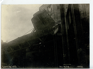 Beach Street Station accident, view from street of car