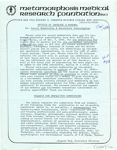 Correspondence from Rupert Raj to Lou Sullivan (January 1986)