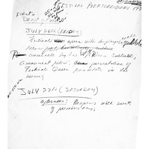 Documents regarding Festival Puertorriqueño 1974 events and fundraising plans