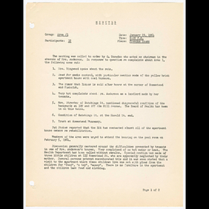Minutes for Area #1 meeting on January 29, 1964