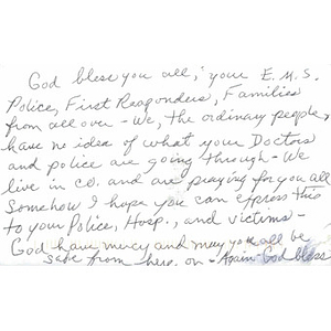 Message of prayers from Colorado