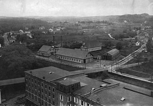Car barns and power house, Water Street, corner of Valley and Melvin Streets, circa 1895