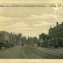 Mass. Ave., and Soldier's Monument in distance, Arlington, Mass.