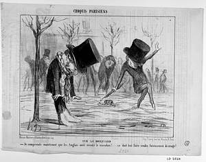 SUR LE BOULEVARD. - Je comprends maintenant que les Anglais aient inventé le macadam!.. ça doit leur faire vendre furieusement de cirage!