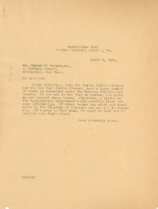 Letter from W. E. B. Du Bois to Albert N. Warner Sr.