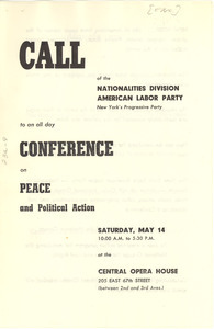 Call of the Nationalities Division American Labor Party