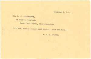 Letter from W. E. B. Du Bois to F. M. Willoughby