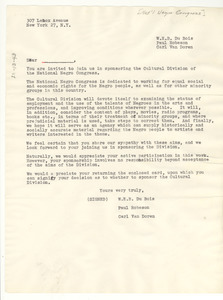 Circular letter from National Negro Congress to unidentified correspondent