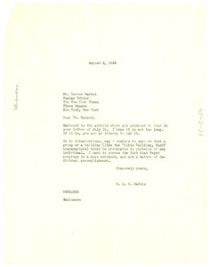 Letter from W. E. B. Du Bois to New York Times