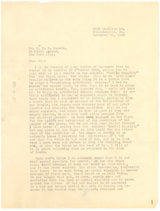 Letter from Thomas E. Miller to W. E. B. Du Bois