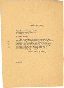 Letter from W. E. B. Du Bois to Louise K. Johnson-Lovett