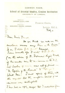 Letter from A. Werner to Miss Fauset