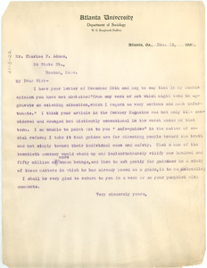 Letter from W. E. B. Du Bois to Charles F. Adams